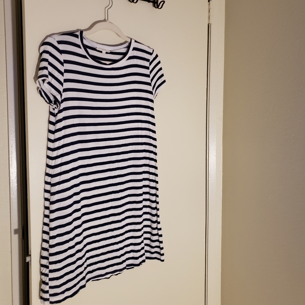 Striped T-Shirr Dress Small